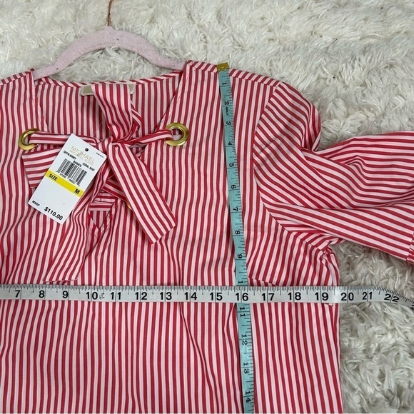MICHAEL Michael Kors Striped Lace Up Poplin Bell Sleeve Top- NWT - Picture 12 of 13